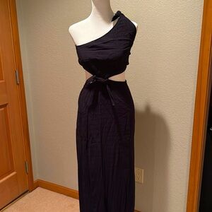 XS American Eagle one shoulder maxi tie dress